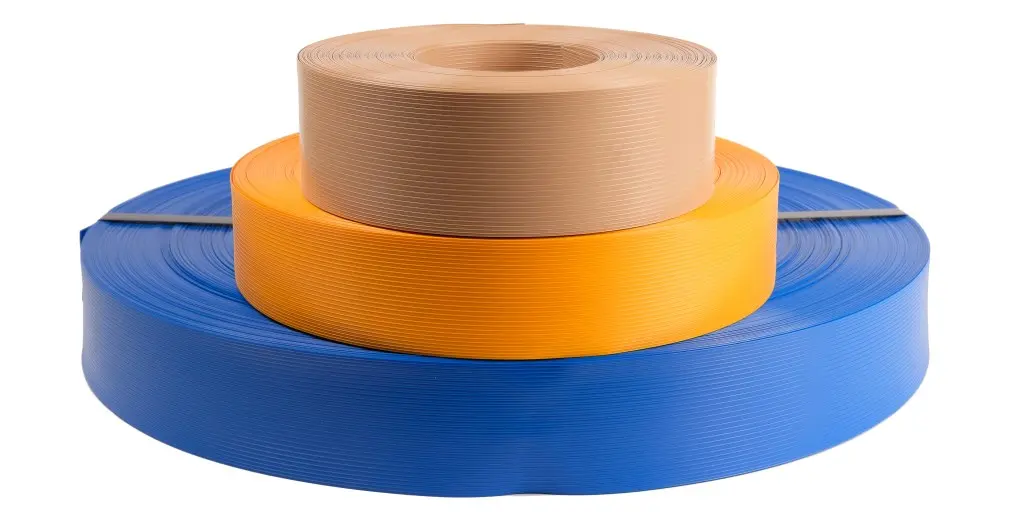 Tres rollos de cinta de privacidad en beige, naranja y azul