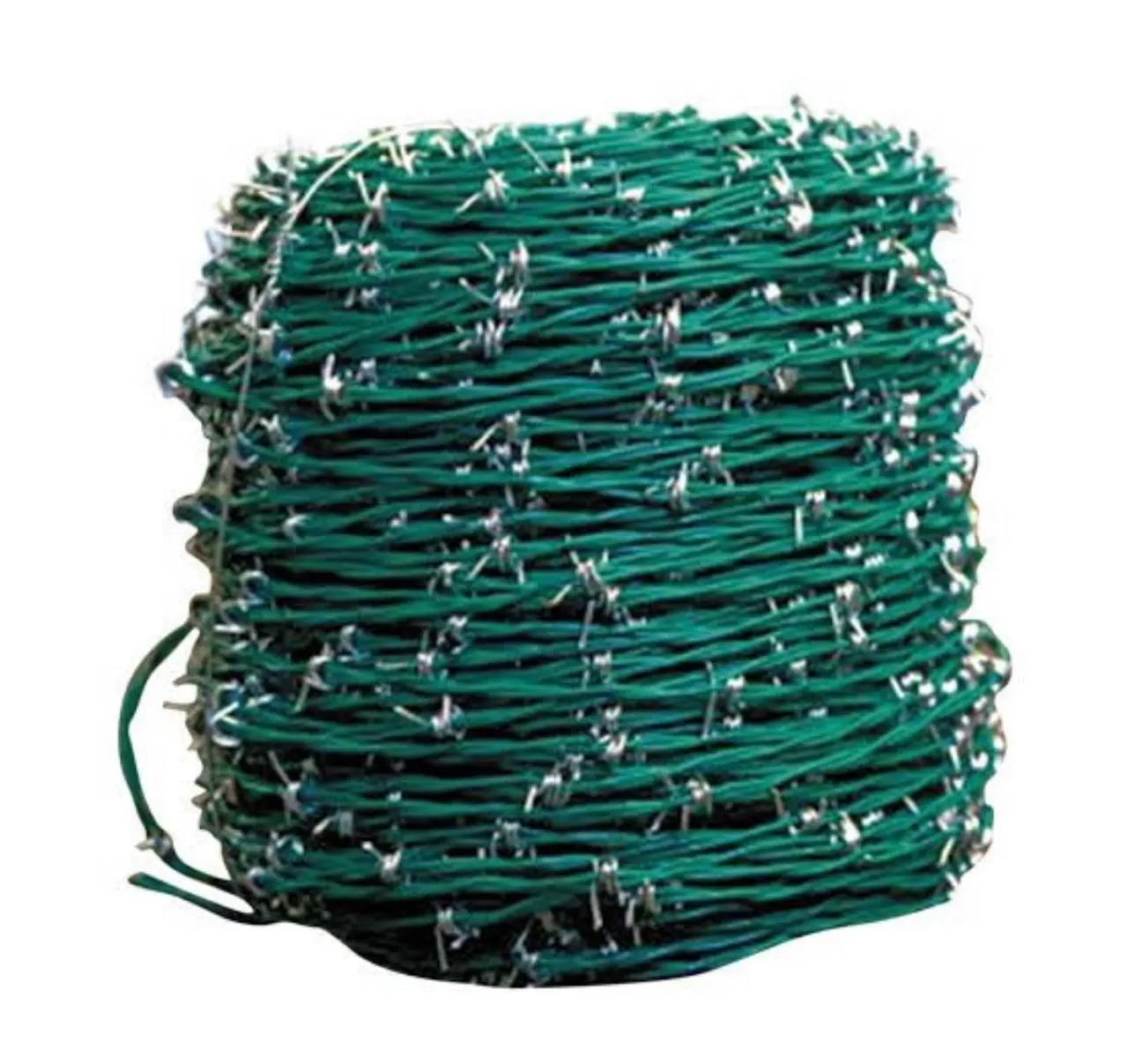 Rollo de alambre de púas verde recubierto de PVC