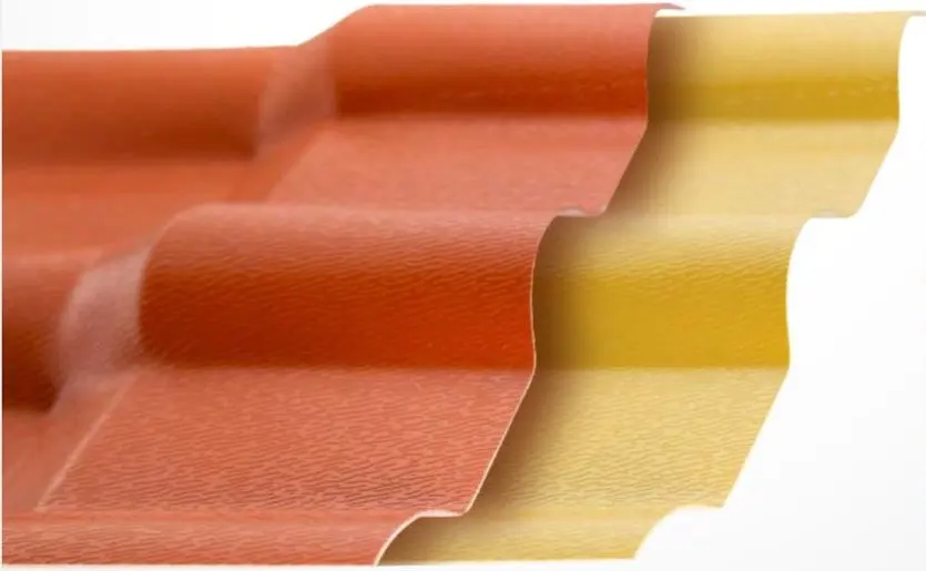 Perfil de lámina de PVC tipo teja española en terracota y en beige